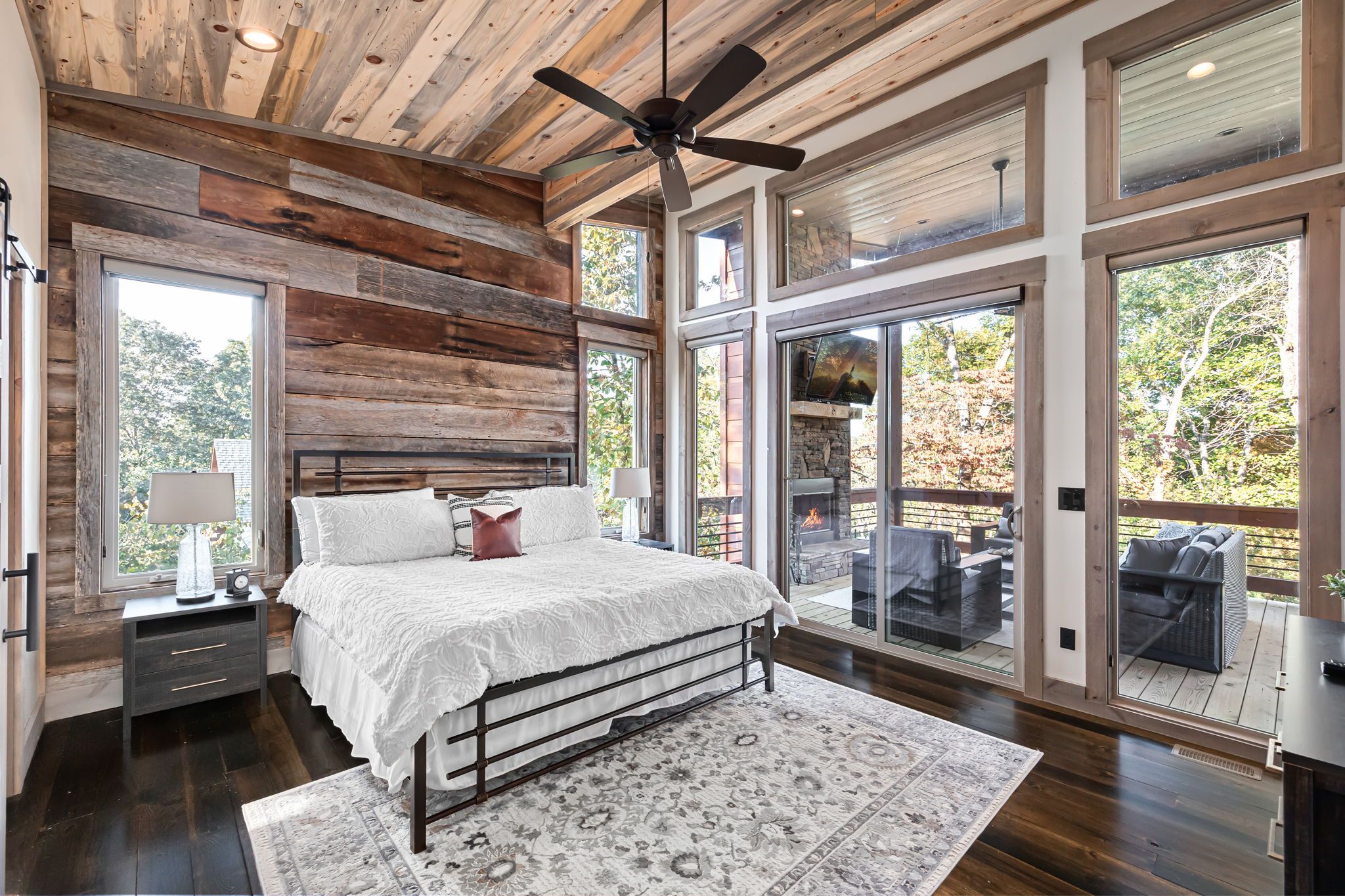 Luxurious master bedroom overlooking the river views