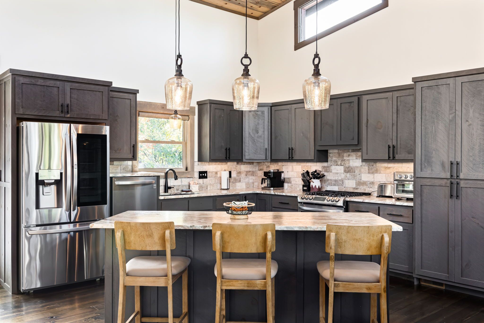 Gourmet kitchen with granite countertops